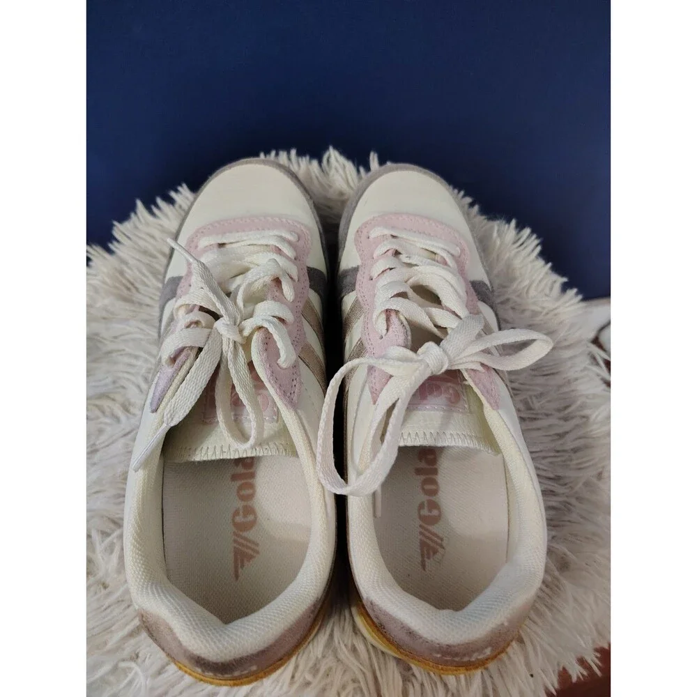 Gola Women’s Daytona Quadrant Retro Shoes Size 8 Off White Khaki Rose Gold